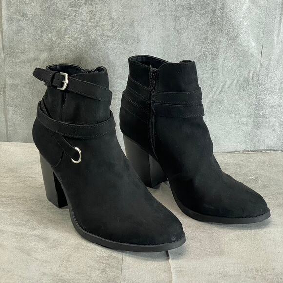STYLE & CO Women's Black Microsuede Zolaa Memory Foam Block Heel Booties SZ 10 - Picture 3 of 8